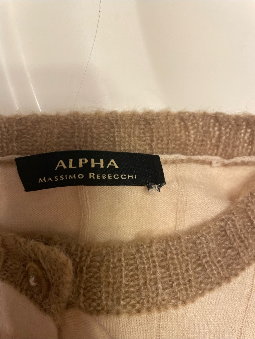 Alpha Massimo Rebecchi Cream and Tan Crewneck Sweater